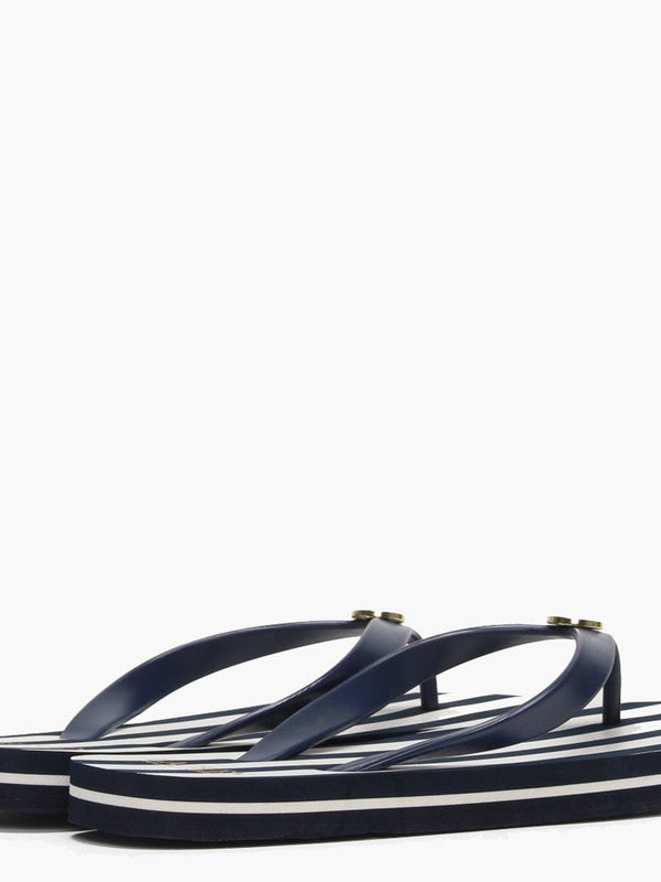 Elissa III Navy & White Striped Flip Flops