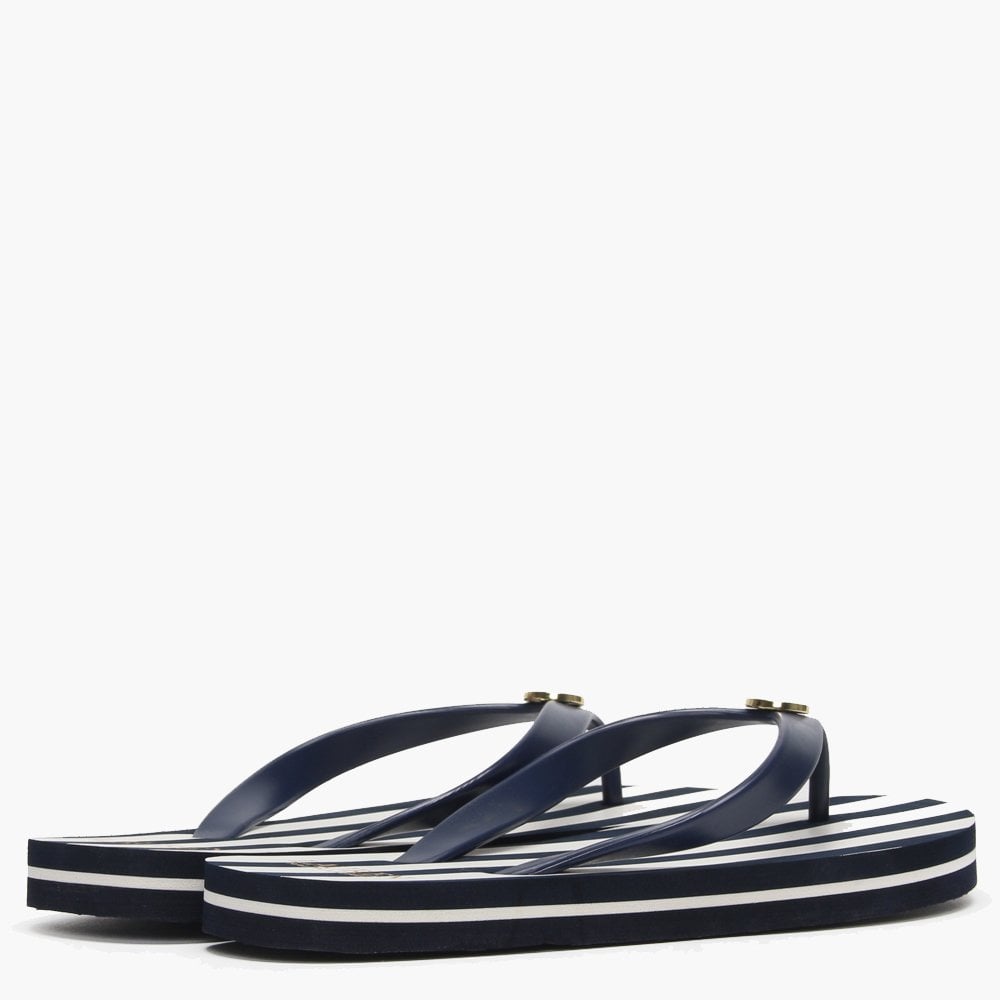 Elissa III Navy & White Striped Flip Flops