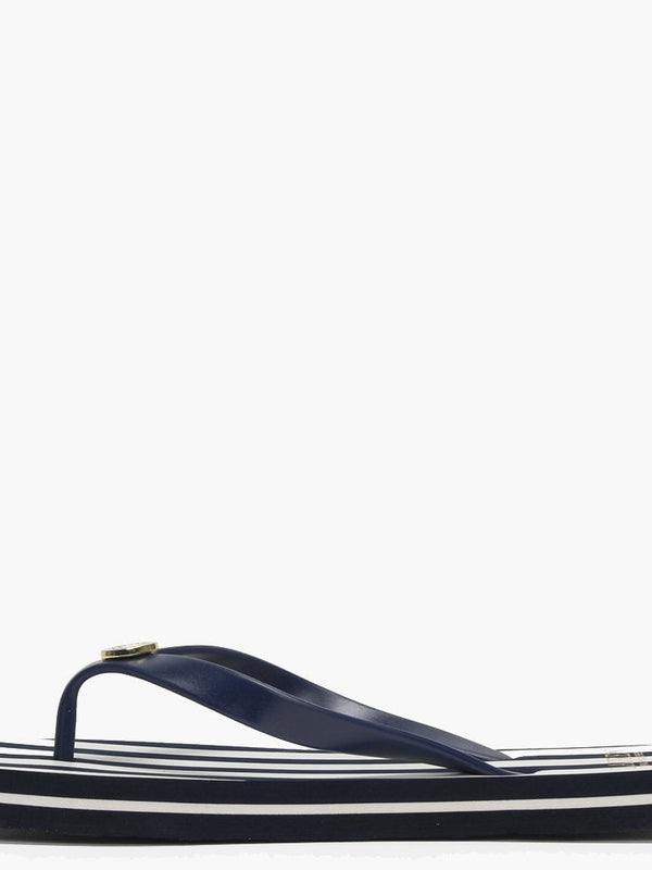 Elissa III Navy & White Striped Flip Flops