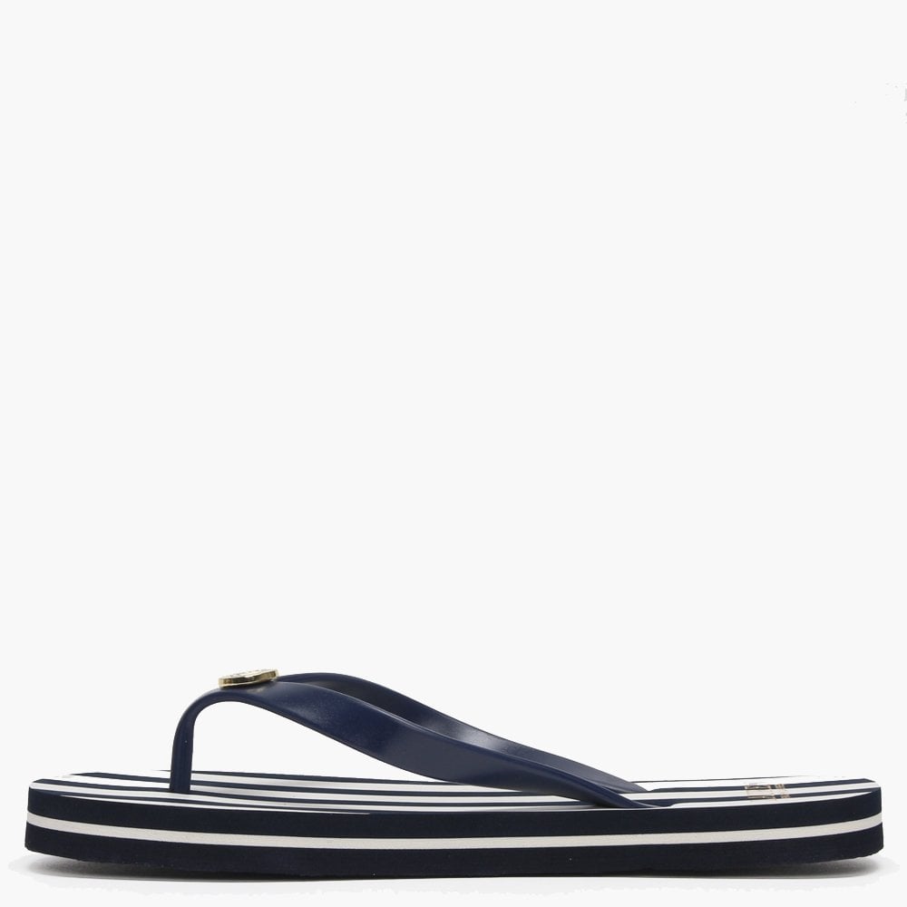 Elissa III Navy & White Striped Flip Flops