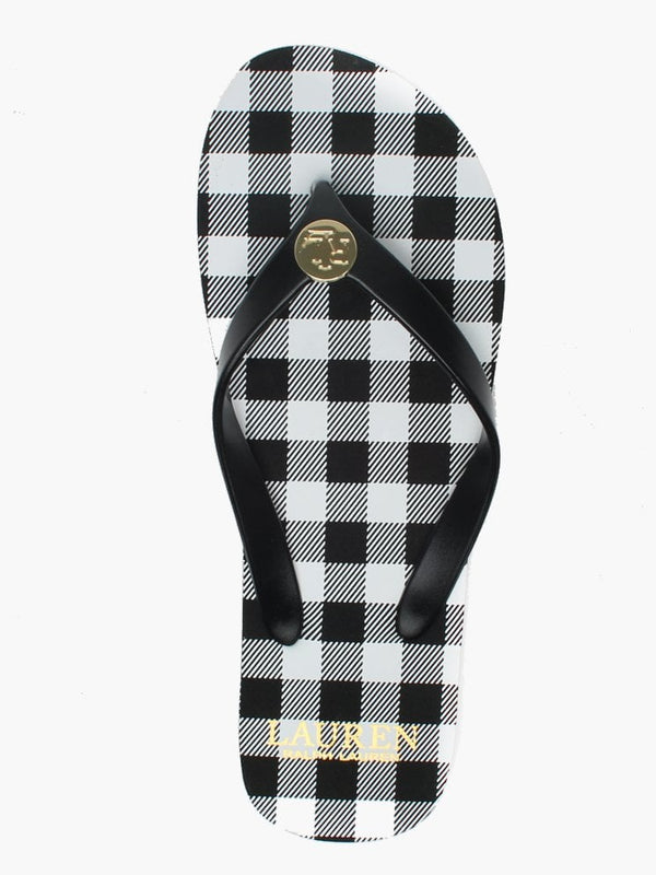 Elissa III Black & White Checked Flip Flops