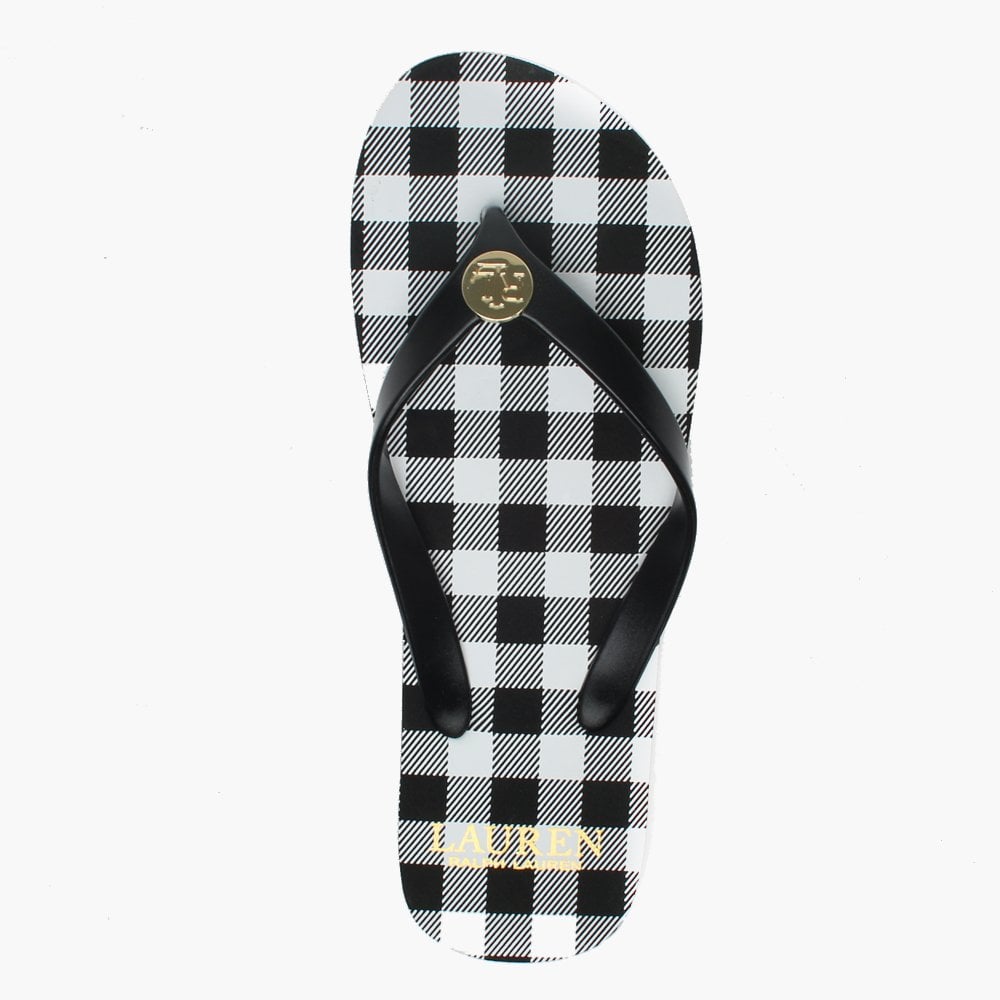 Elissa III Black & White Checked Flip Flops