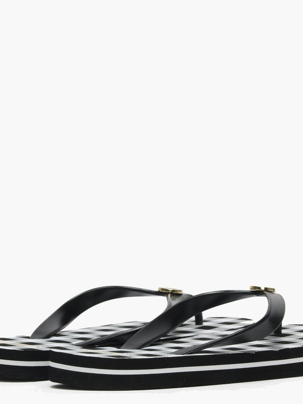 Elissa III Black & White Checked Flip Flops