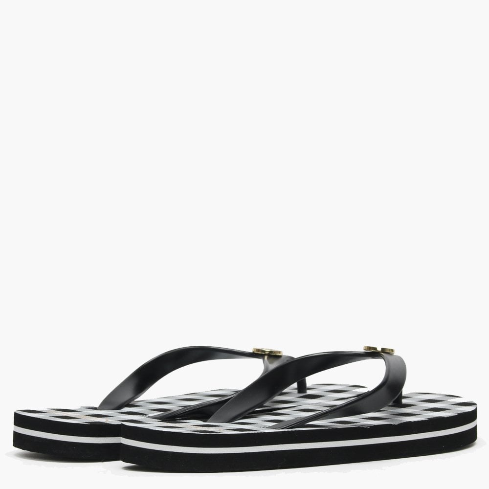 Elissa III Black & White Checked Flip Flops