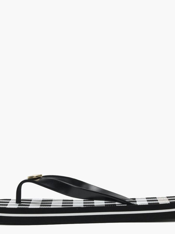 Elissa III Black & White Checked Flip Flops