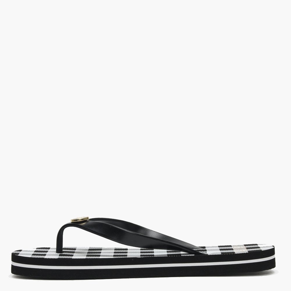 Elissa III Black & White Checked Flip Flops
