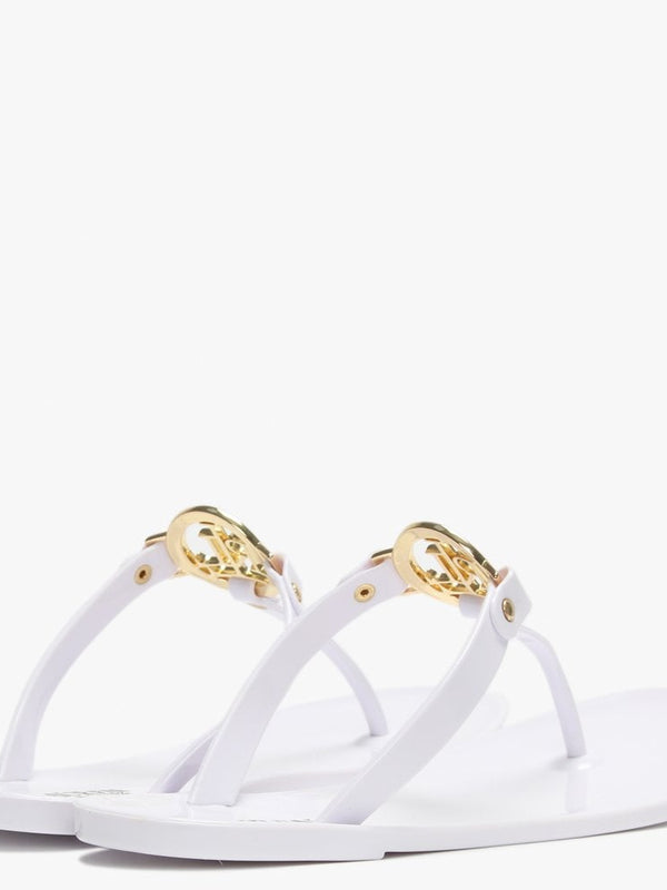Sarahfina White Logo Jelly Sandals