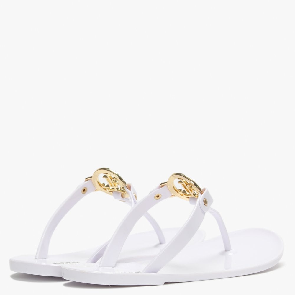 Sarahfina White Logo Jelly Sandals