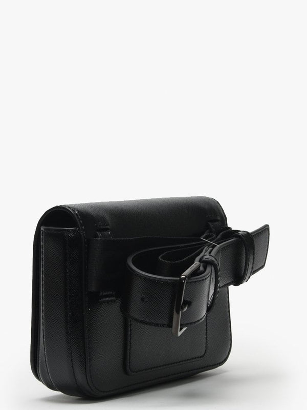 Hip Shot Black Leather Bum Bag