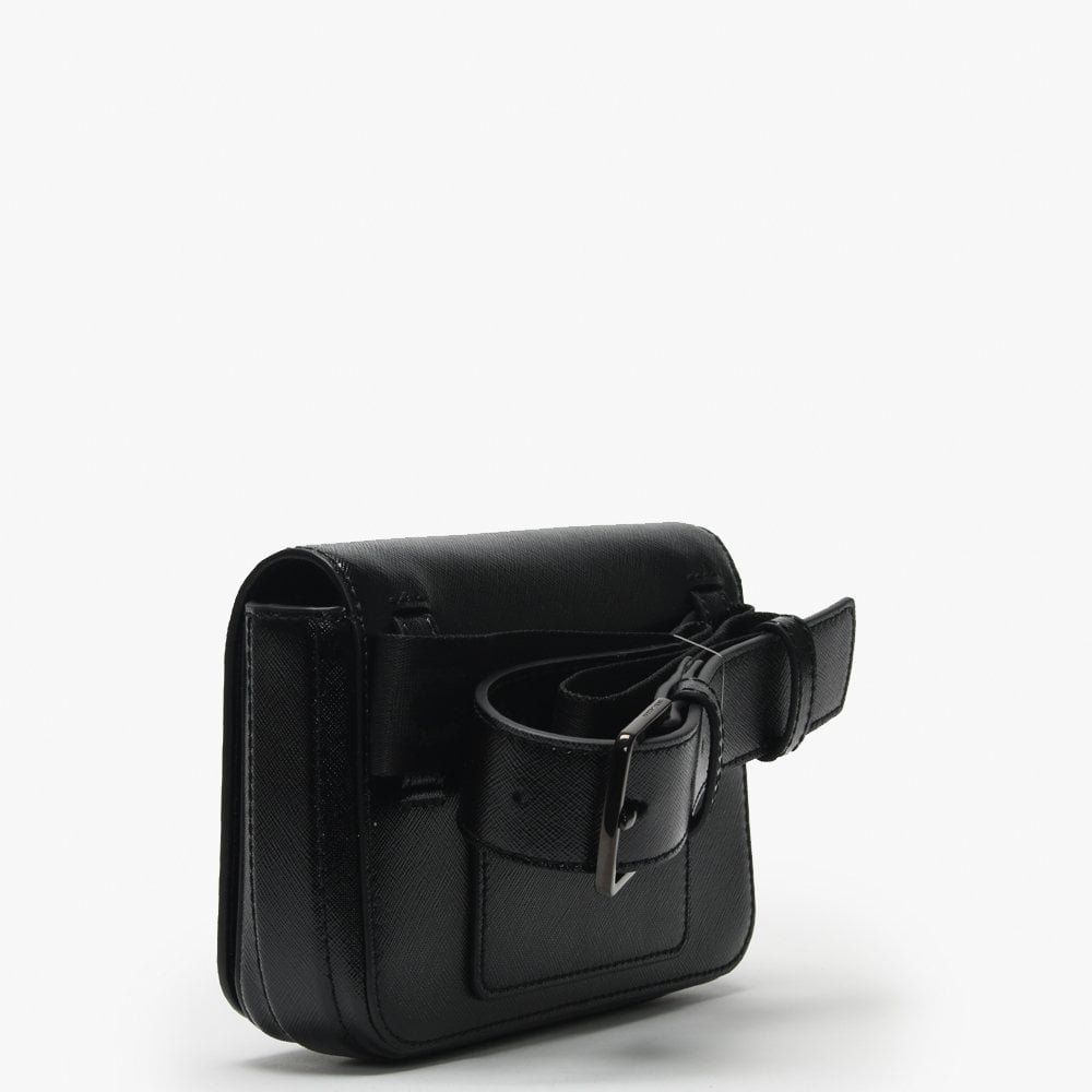 Hip Shot Black Leather Bum Bag
