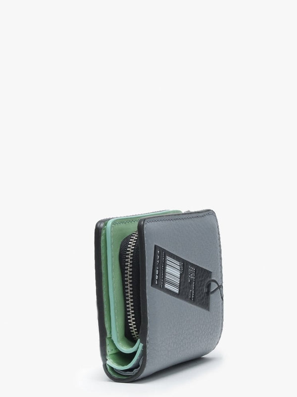 Mini Compact Rock Grey Leather Wallet