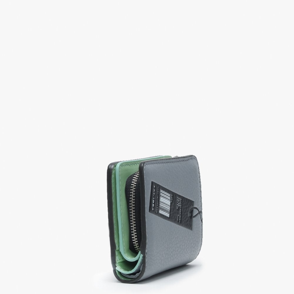 Mini Compact Rock Grey Leather Wallet
