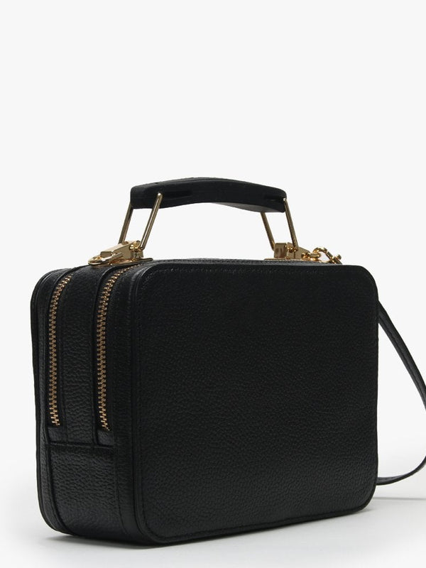 Mini Box Black Leather Cross-Body Bag