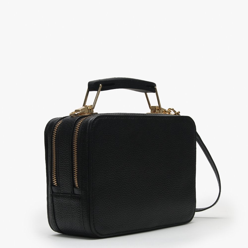 Mini Box Black Leather Cross-Body Bag