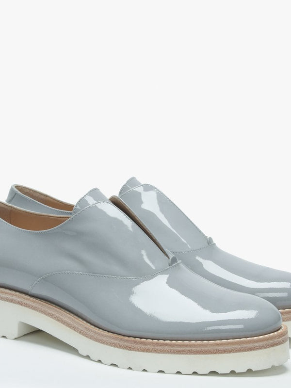 Madaba Grey Patent Leather Loafers