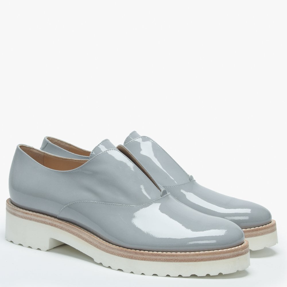 Madaba Grey Patent Leather Loafers
