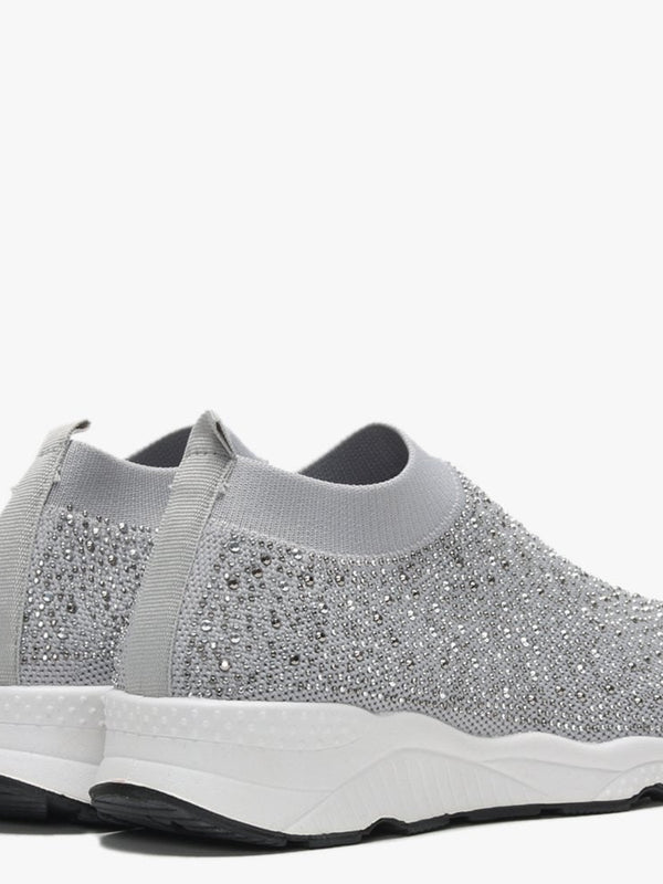 Breana Grey Knitted Embellished Trainers