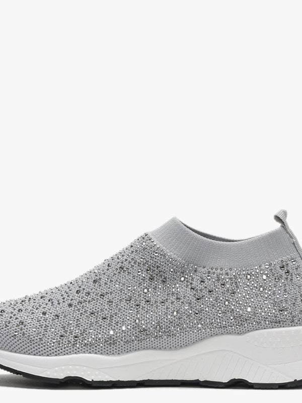 Breana Grey Knitted Embellished Trainers
