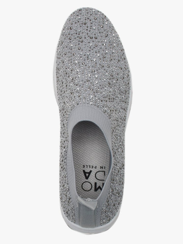 Breana Grey Knitted Embellished Trainers