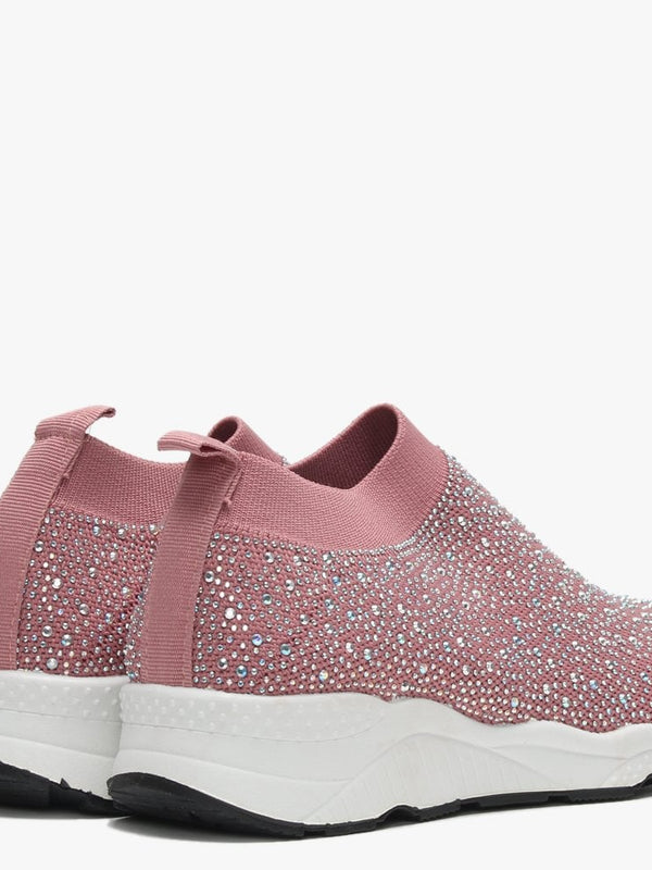 Breana Pink Knitted Embellished Trainers