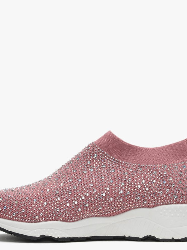 Breana Pink Knitted Embellished Trainers
