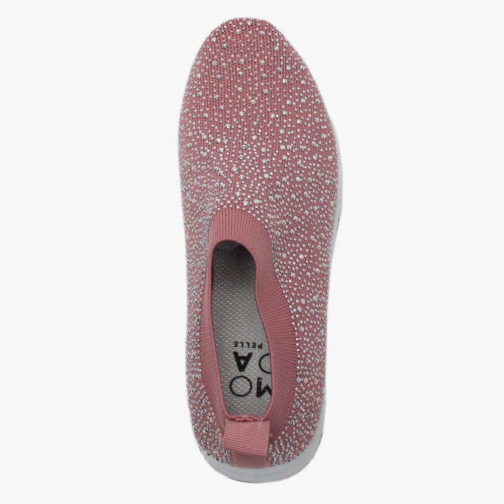 Breana Pink Knitted Embellished Trainers