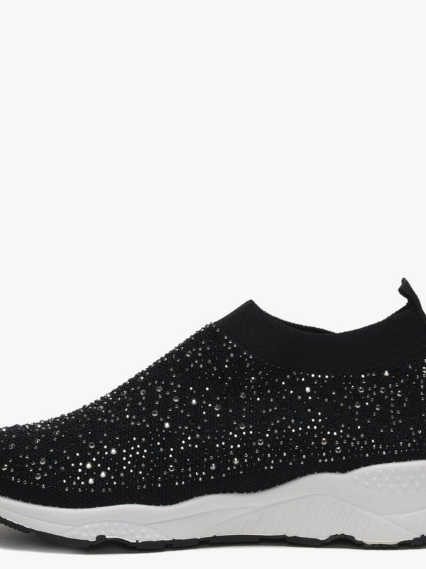 Breana Black Knitted Embellished Trainers