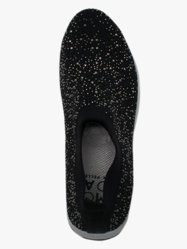 Breana Black Knitted Embellished Trainers