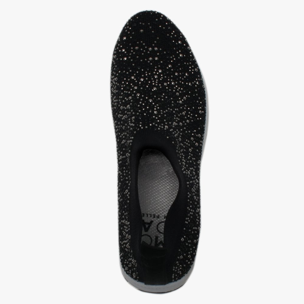 Breana Black Knitted Embellished Trainers