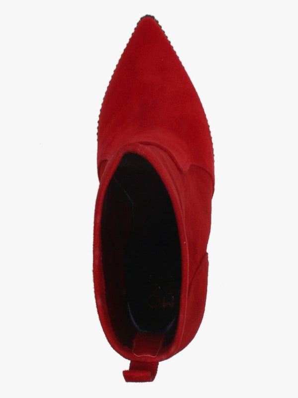 Belista Red Suede Studded Ankle Boots