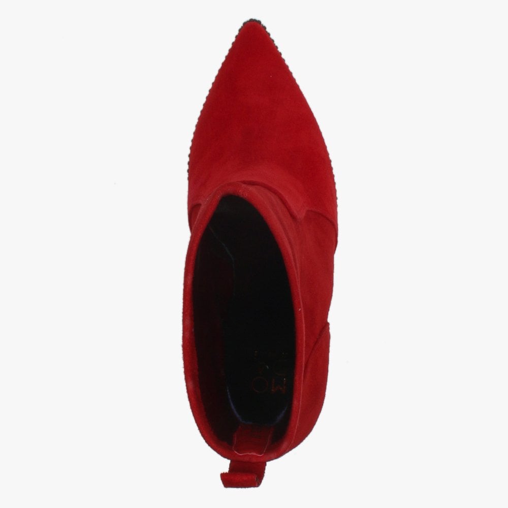 Belista Red Suede Studded Ankle Boots