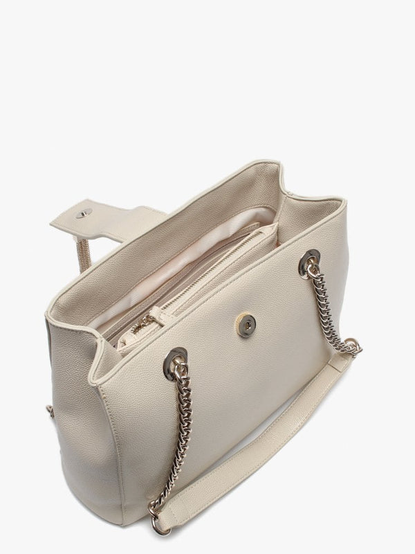 Divina Beige Pebbled Tote Bag