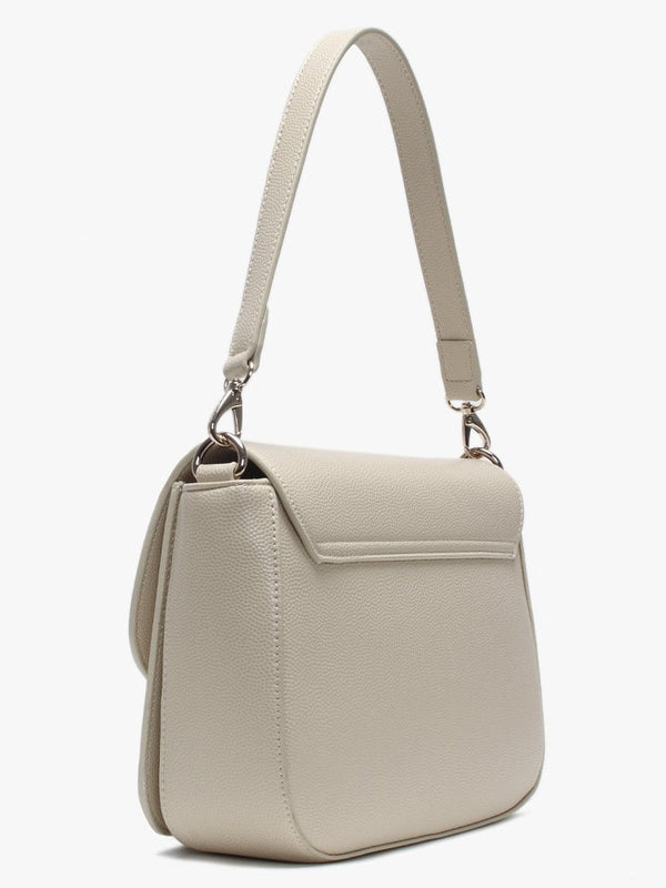 Divina Large Beige Pebbled Shoulder Bag