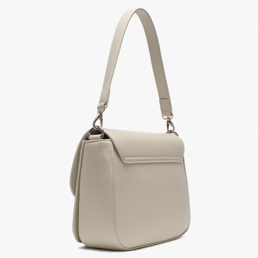 Divina Large Beige Pebbled Shoulder Bag