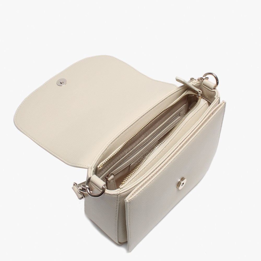 Divina Large Beige Pebbled Shoulder Bag