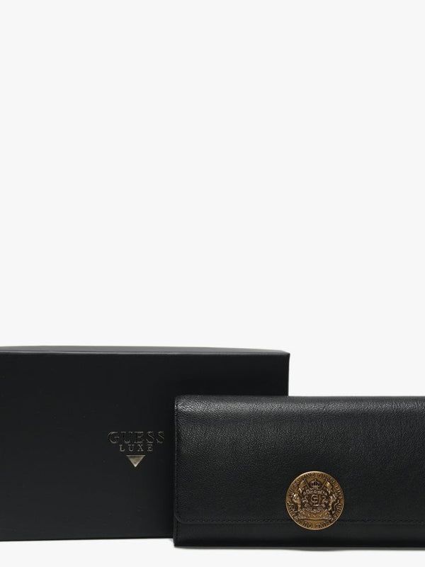Atlas Flap Organizer Black Leather Wallet