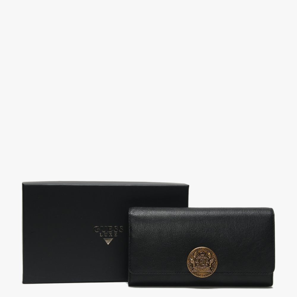 Atlas Flap Organizer Black Leather Wallet