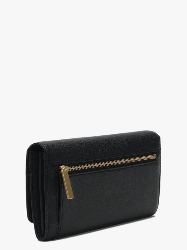 Atlas Flap Organizer Black Leather Wallet