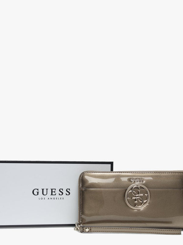 Kamryn Zip Around Pewter Patent Wristlet Wallet