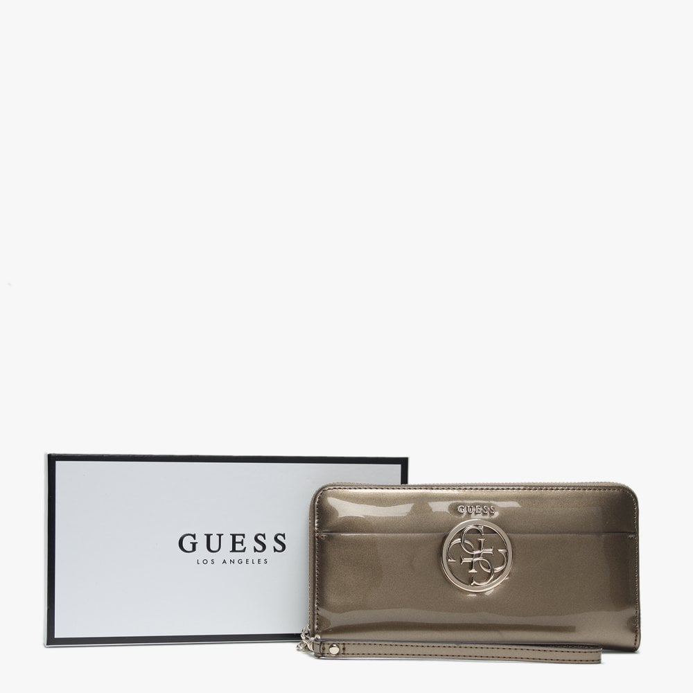 Kamryn Zip Around Pewter Patent Wristlet Wallet
