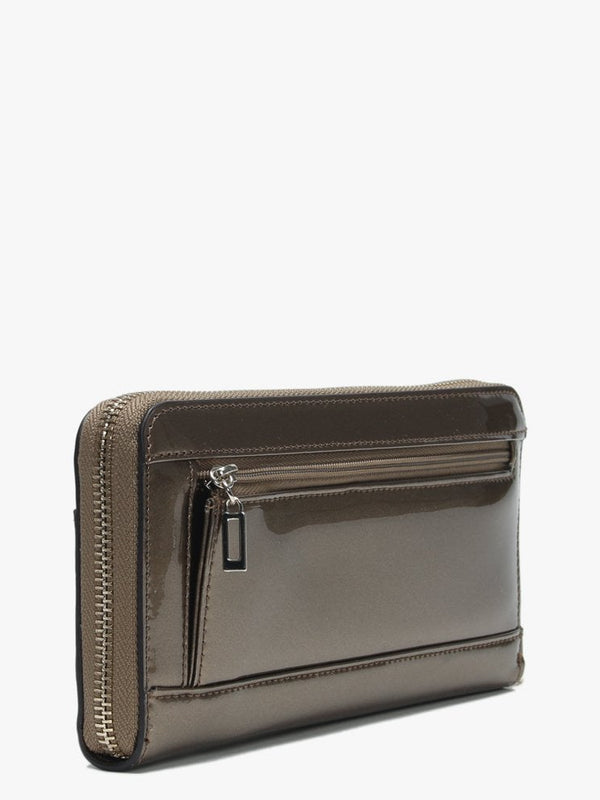 Kamryn Zip Around Pewter Patent Wristlet Wallet