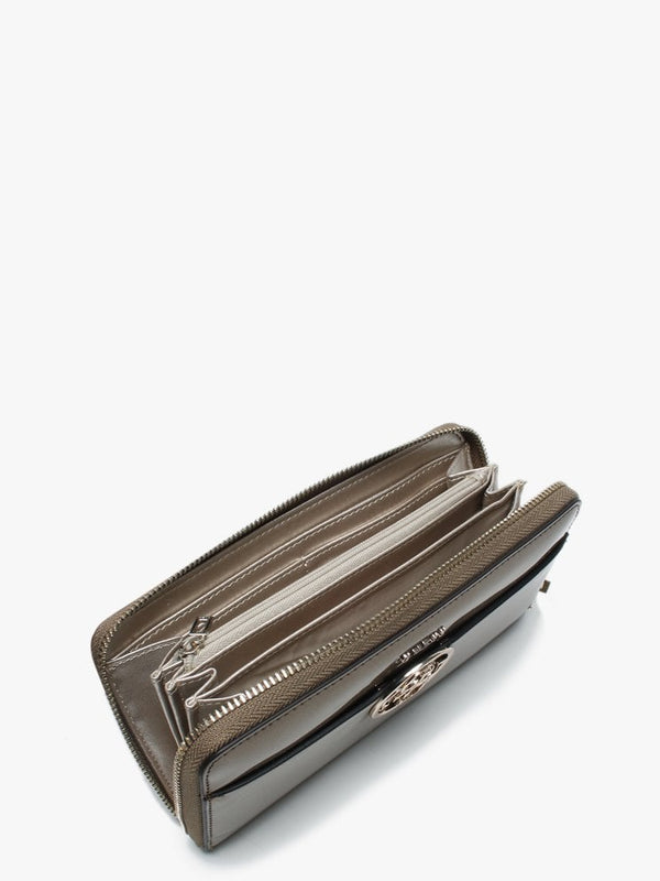 Kamryn Zip Around Pewter Patent Wristlet Wallet