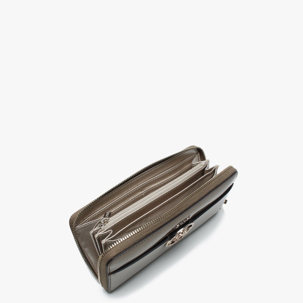 Kamryn Zip Around Pewter Patent Wristlet Wallet