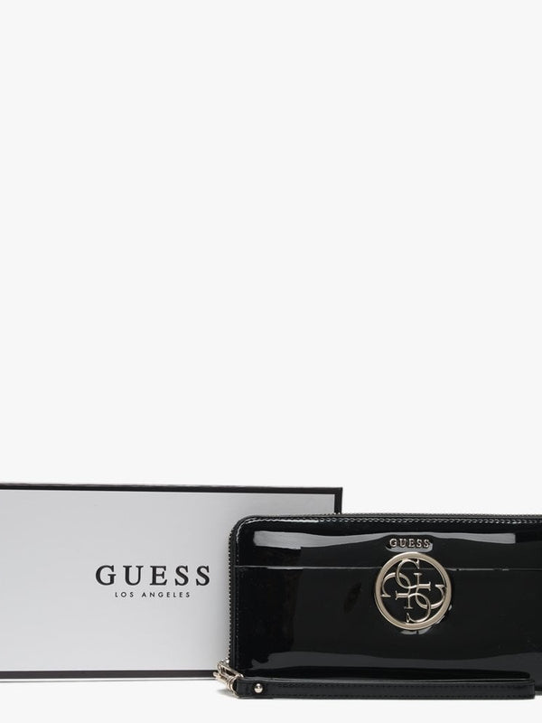 Kamryn Zip Around Black Patent Wristlet Wallet