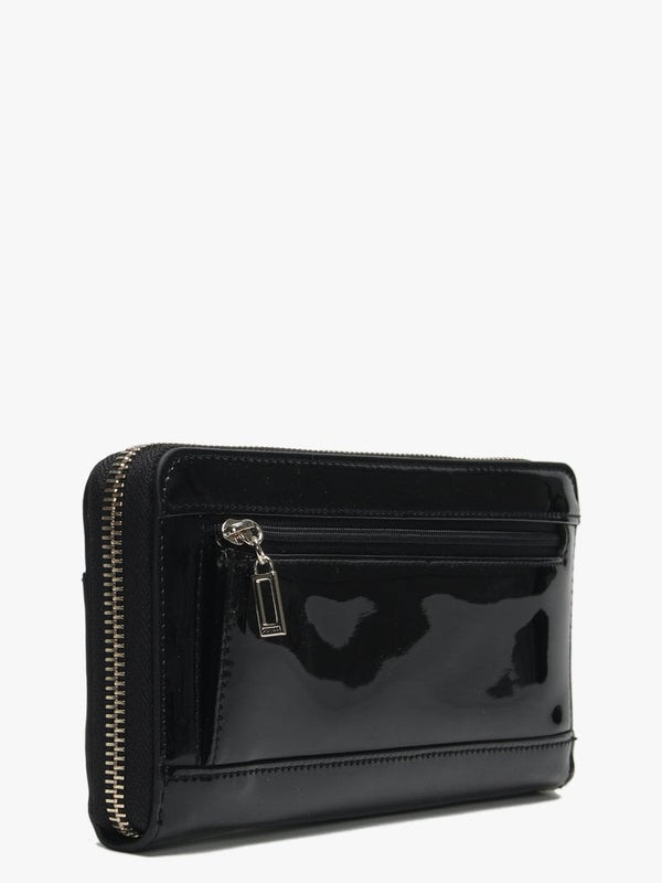 Kamryn Zip Around Black Patent Wristlet Wallet