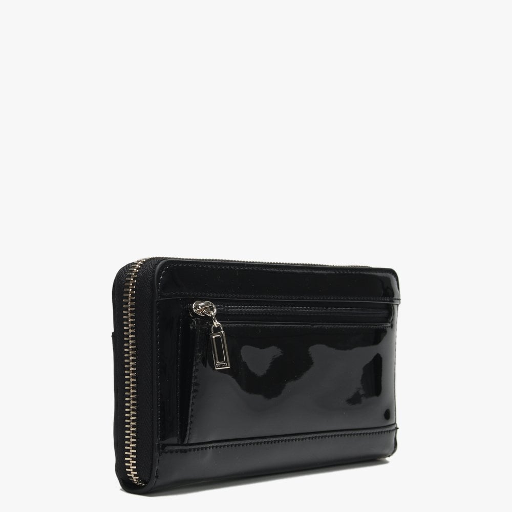 Kamryn Zip Around Black Patent Wristlet Wallet