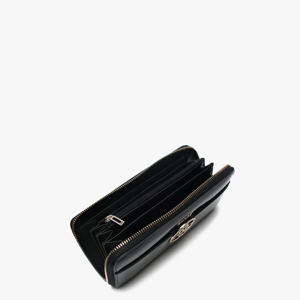 Kamryn Zip Around Black Patent Wristlet Wallet