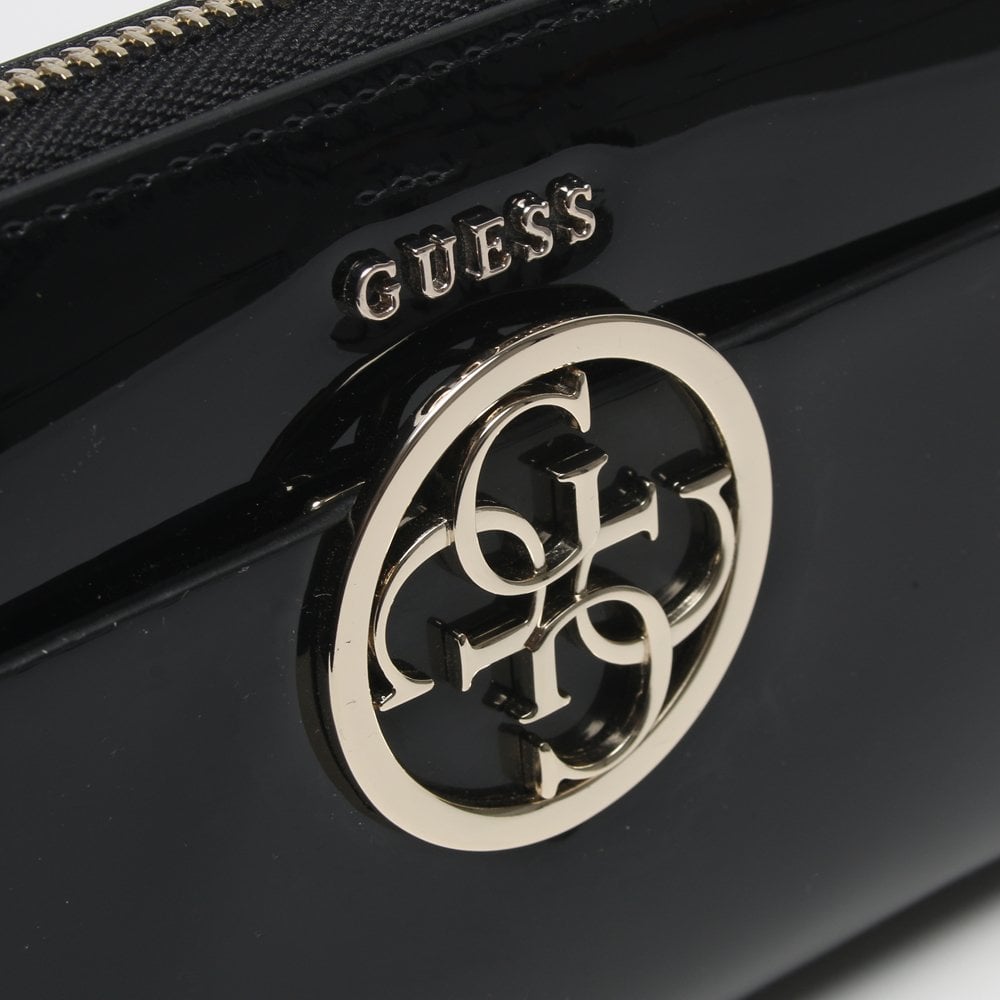 Kamryn Zip Around Black Patent Wristlet Wallet