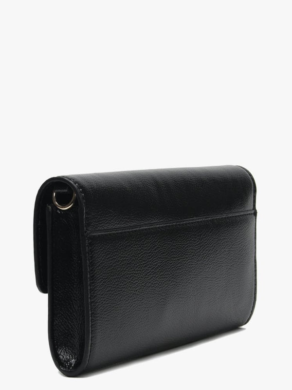 Lynda Black Pebbled Diamante Clutch Bag