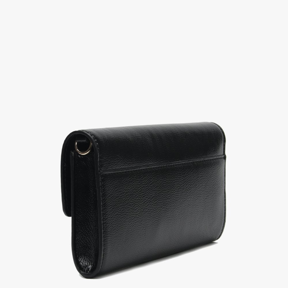 Lynda Black Pebbled Diamante Clutch Bag